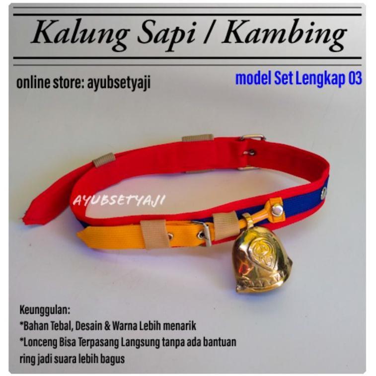 [JAYA] Kalung Sapi Kalung Kambing model Set lengkap 03 Lonceng Kuningan Tali Kambing kontes aksesori