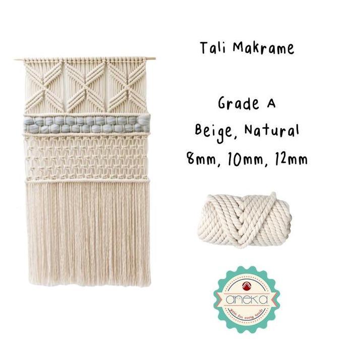Benang Tali macrame makrame Grade A super katun cotton rope 6, 8, 10, 12 mm 1KG 500GR
