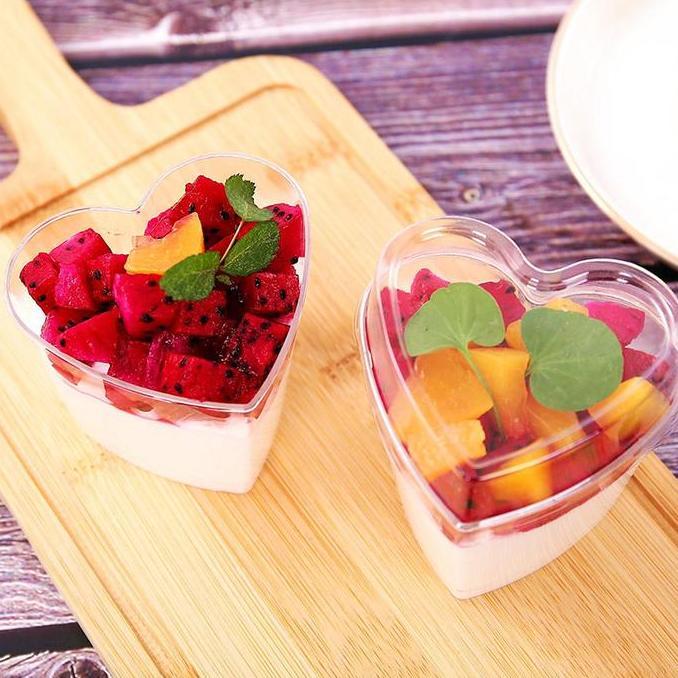 Cup Puding Love Kotak Segitiga Gelas Mika Pudding Agar Dessert 10 pcs