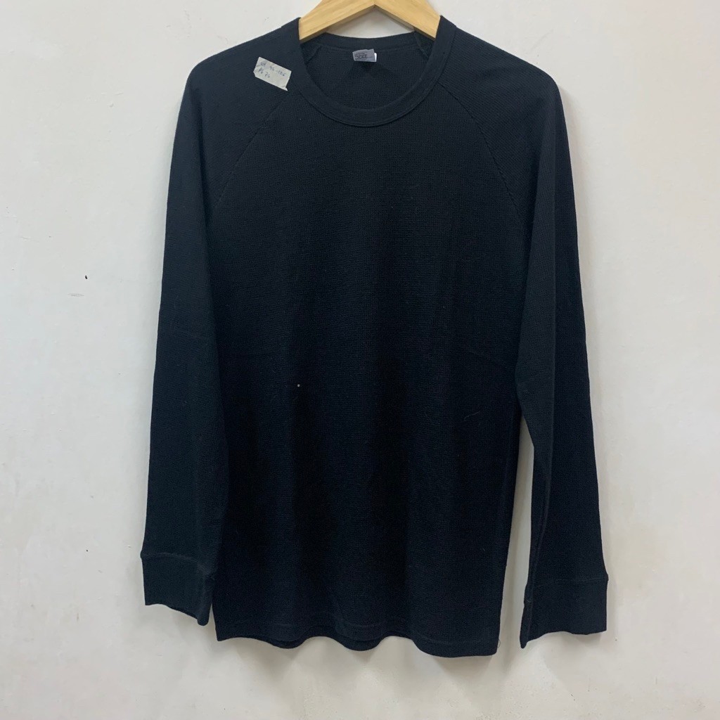 Anko Black Longsleeve Waffle Shirt | Atasan Lengan Panjang Hitam