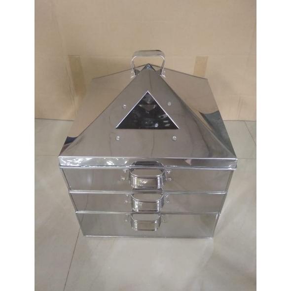Klakat Kukusan Kotak 2 Susun / Kukusan Kotak Stainless Ukuran 35 40 45 Cm