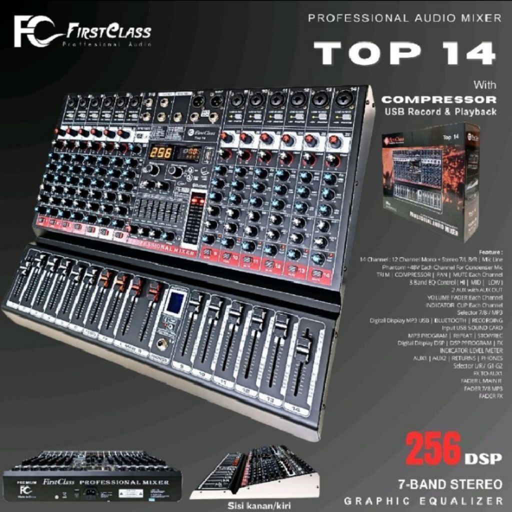 MIXER AUDIO FIRSTCLASS TOP14 TOP-14 12 CHANNEL ORIGINAL
