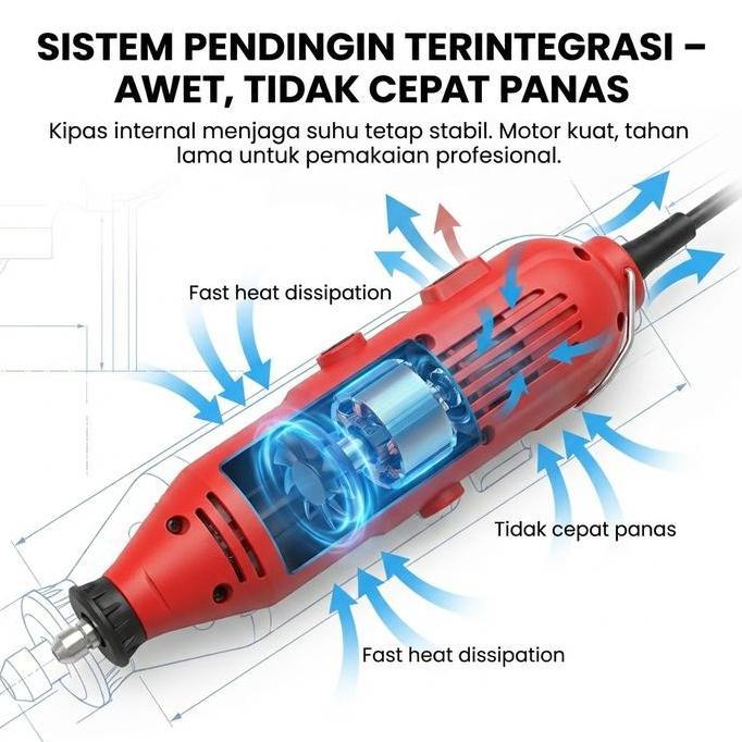 Huvanira - Reaim Mini Drill Grinder Set 12V Dc 15000Rpm Bor Listrik Mini Grinder 211Pcs Rotary Tool 