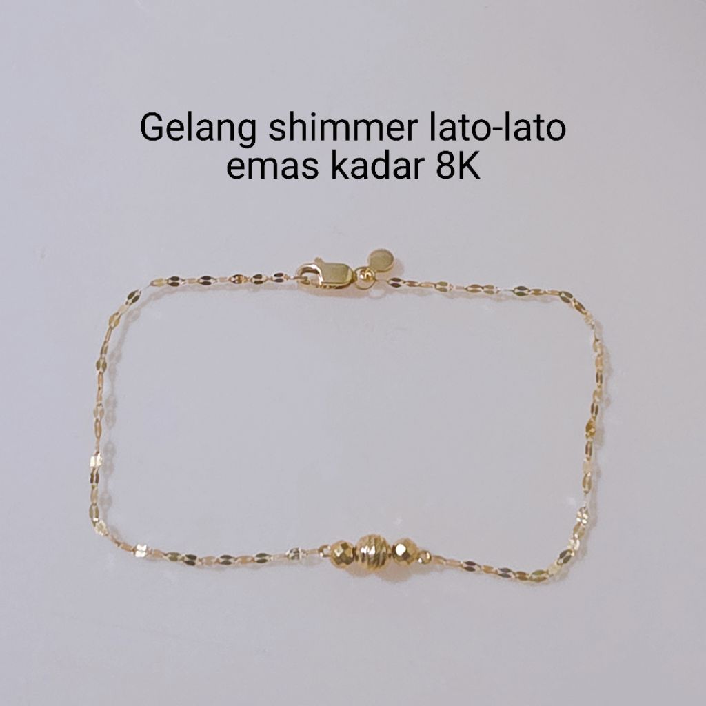 Gelang emas shimmer lato-lato kadar 8K (0.64gram 16.5cm)