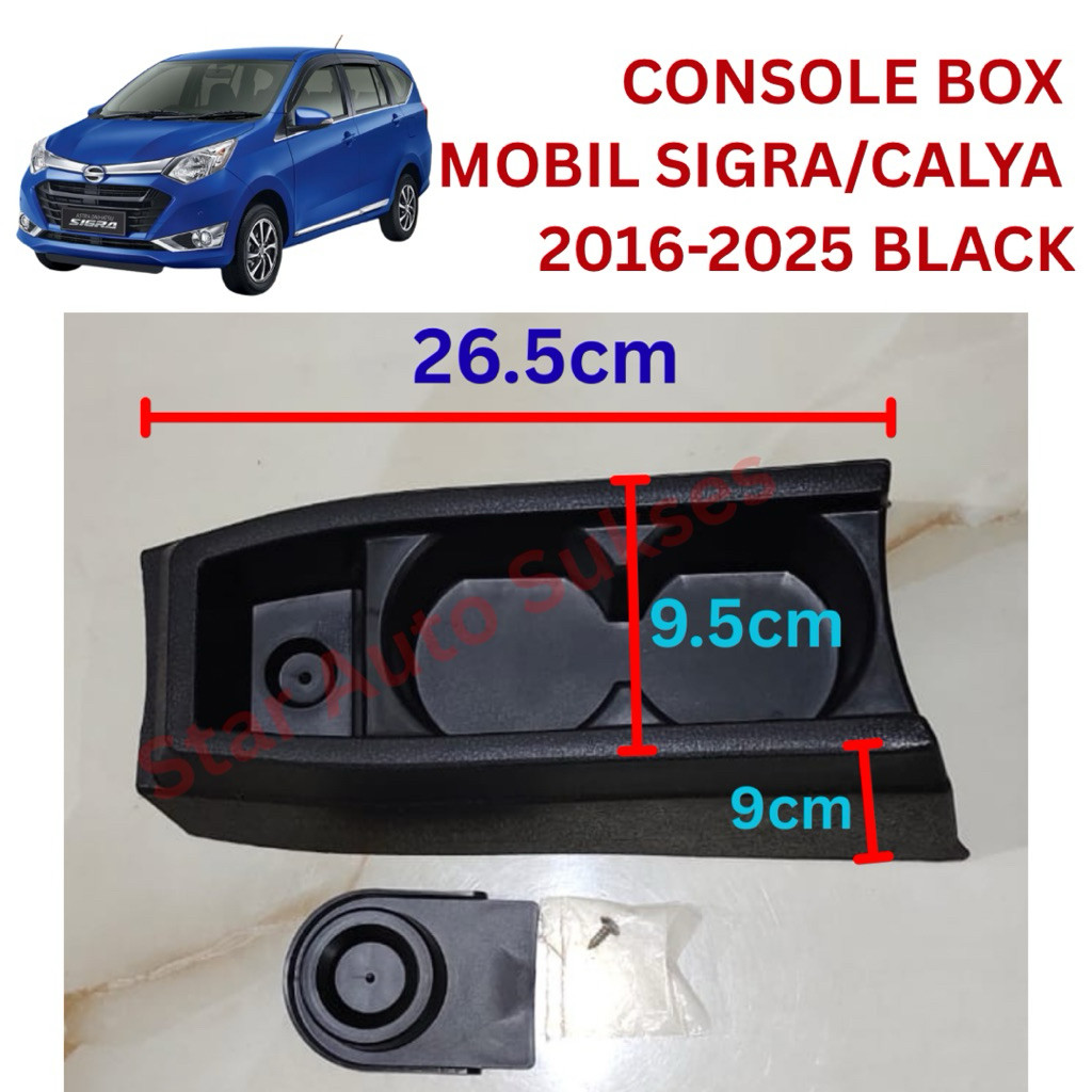 CONSOLE BOX KONSUL BOX MOBIL SIGRA/CALYA 2016~ON BLACK (KHUSUS SIGRA TYPE D TIDAK PAS/TIDAK COCOK)