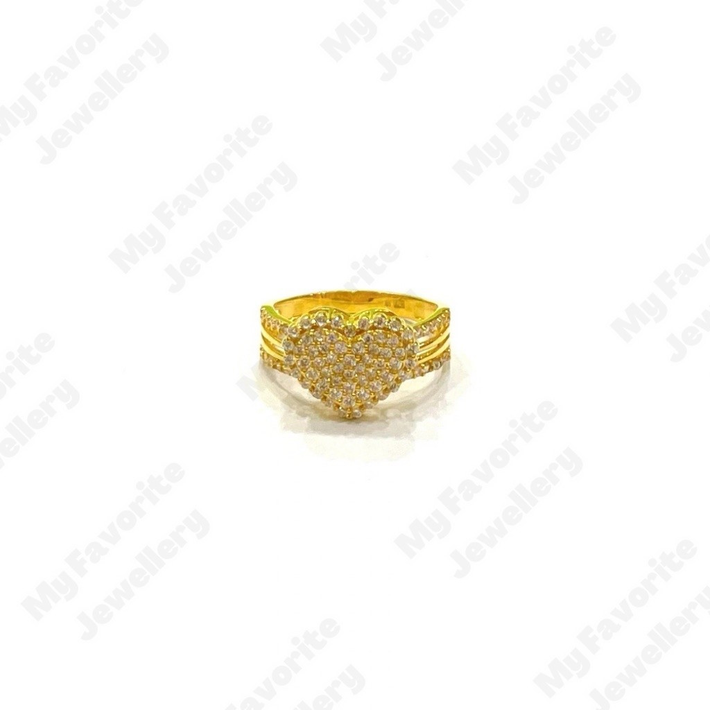 Cincin Emas Hati dengan Sentuhan Permata Mewah Uk15 EMAS ASLI Kadar 700 16Karat
