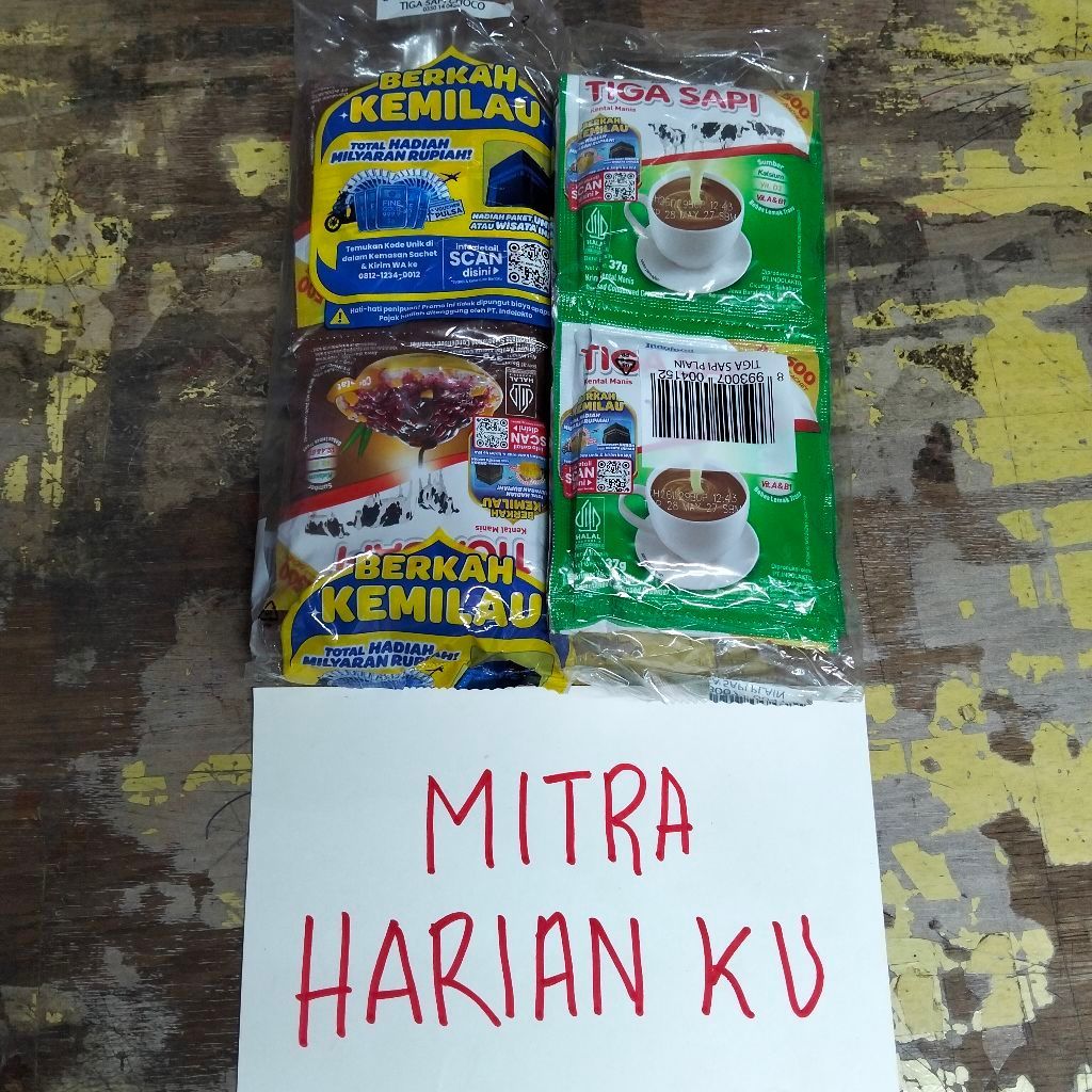 Susu Kental Manis Cap Tiga Sapi 37 Gram Sachet Semua Rasa isi 6 pcs