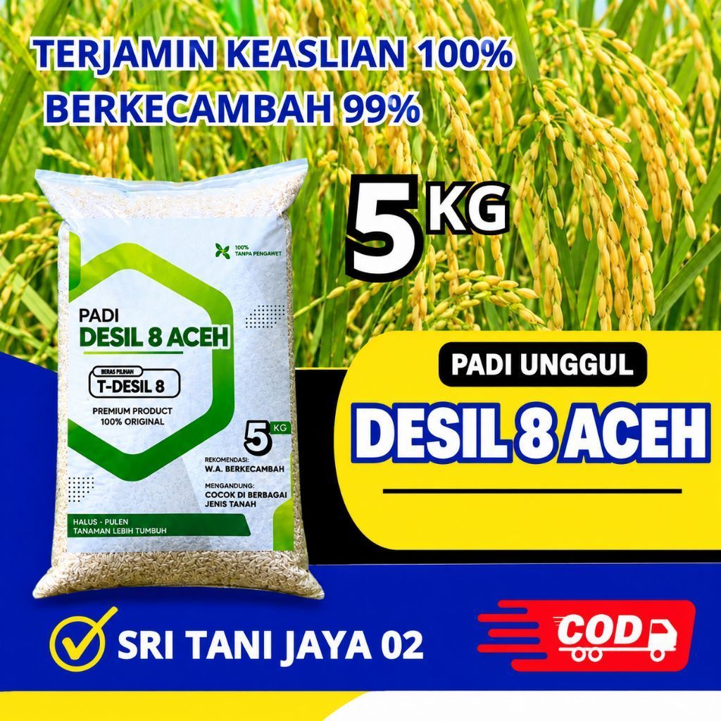 benih bibit padi DESIL 8 aceh kemasan 5 kg kualitas super peremium