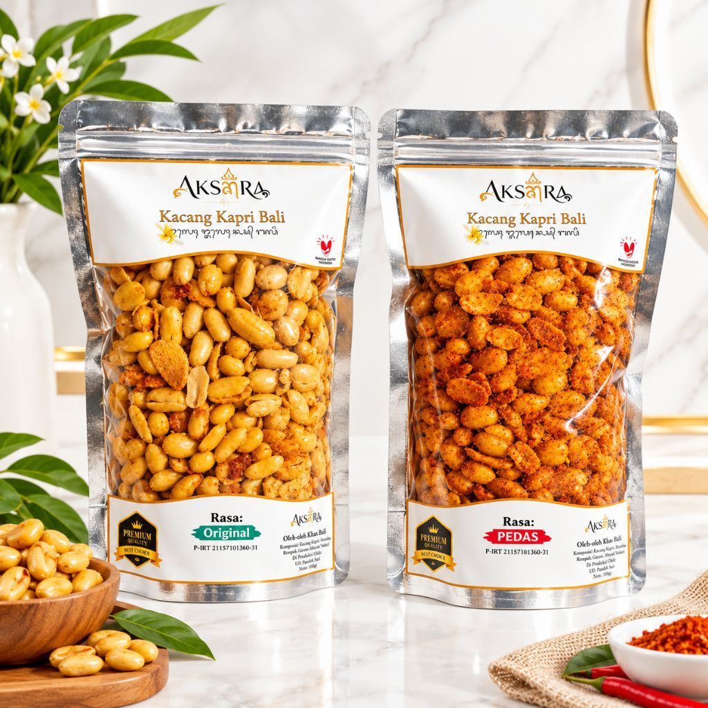 Kacang Kapri Bali Aksara 300g, Makanan Ringan Gurih, Cemilan Kacang Bawang Oleh Oleh Khas Bali