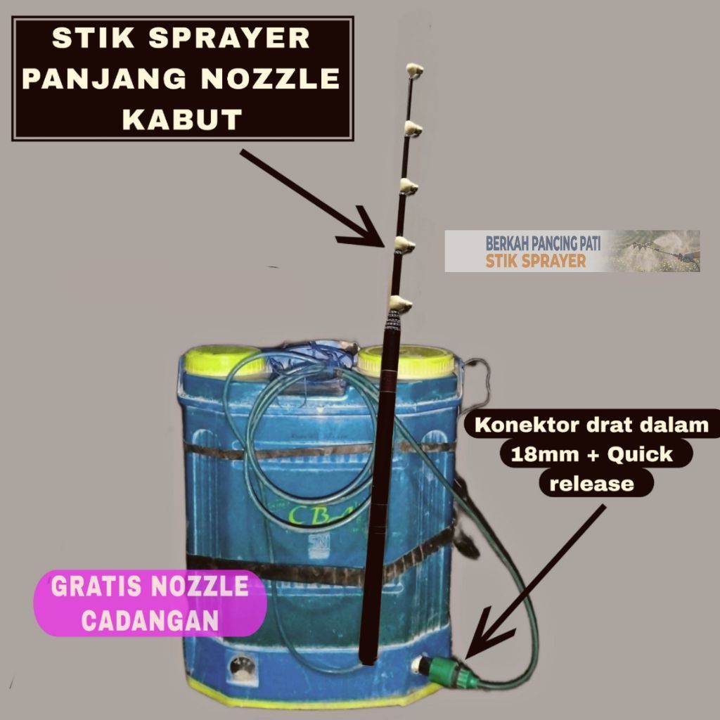 Stik sprayer elektrik panjang 2.5 meter 2-6 nozzle kabut bahan fiber, stik tangki semprotan pertania