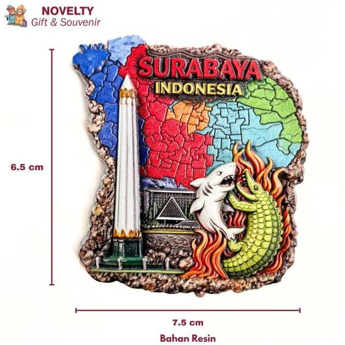 Souvenir Magnet Kulkas Surabaya Bahan Resin Souvenir Negara Indonesia