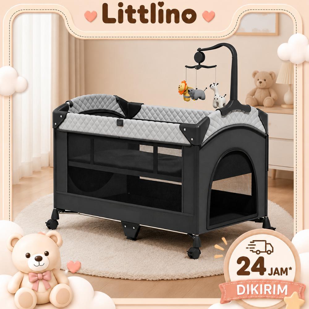 [MIPI] Box Bayi Tempat Tidur Bayi Baby Crib Lipat Multifungsi Portable dengan Roda Mainan Gantung