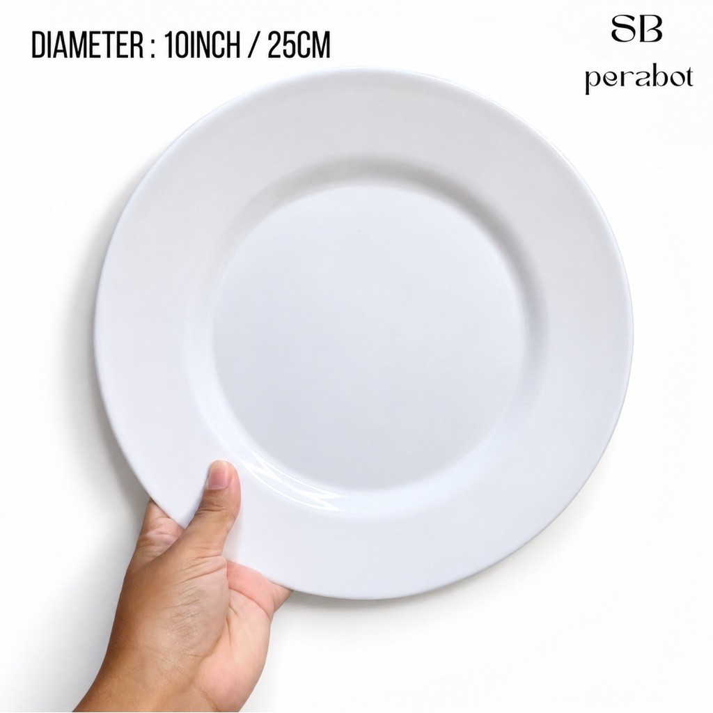 (6Pcs/12Pcs) — Piring Makan Melamin Ceper 9,10 inch / Piring Saji Melamin / Piring Prasmanan Besar