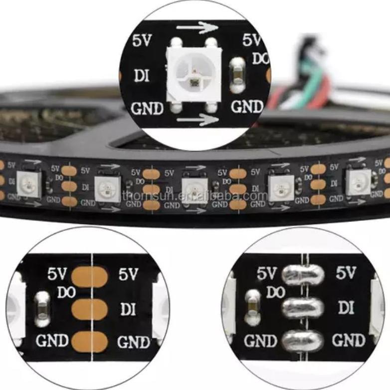 Lampu Led strip RGB WS2812b WS 2812 5v 5m 60led/m ip20 indoor Led Rapat Diskon