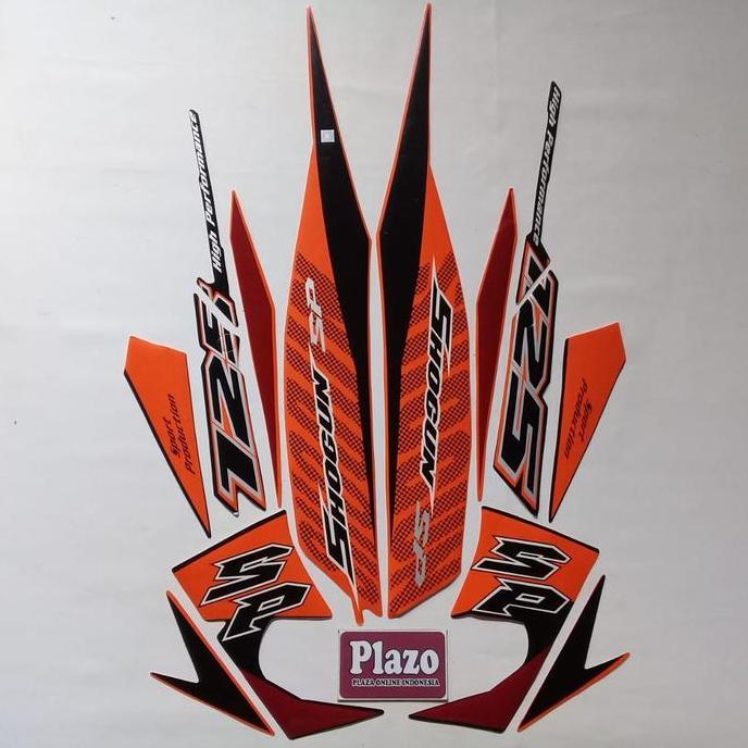 STICKER STRIPING LIS BODY MOTOR SHOGUN SP 125 2008 ORANGE BARU