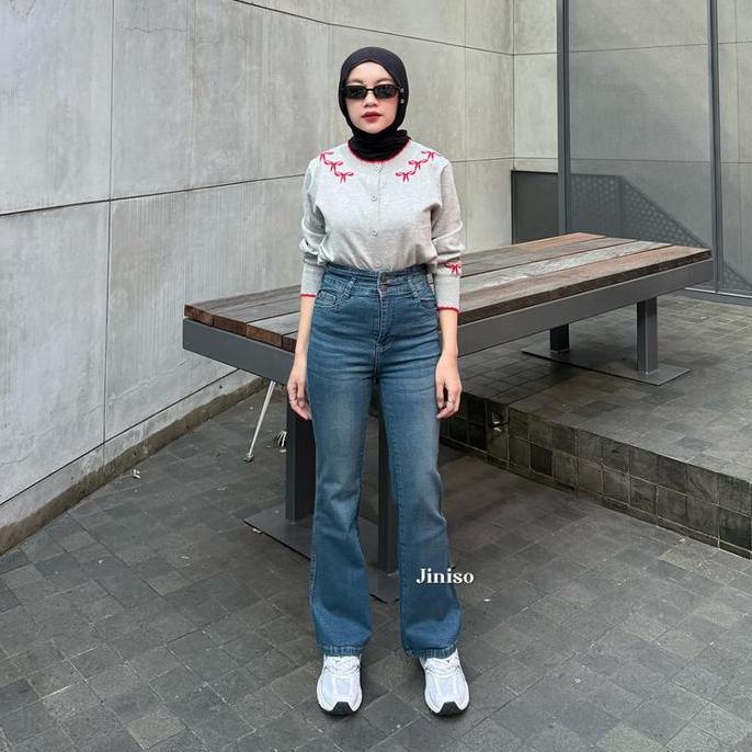 Outwear- Noir - Jiniso Stretch Cutbray Petite Celana Jeans Hhist