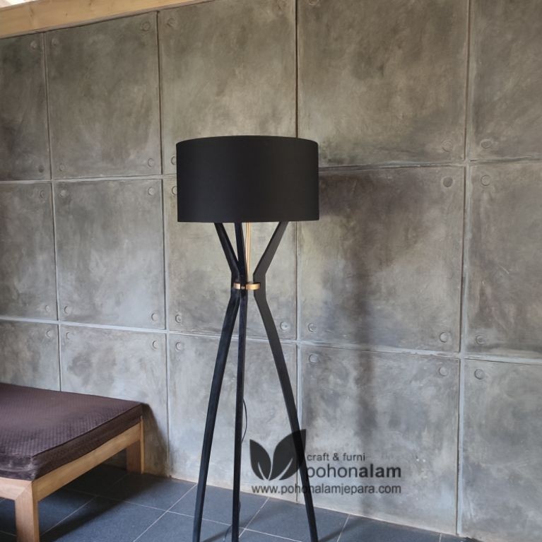 lampu lantai kayu solid aesthetic standing lamp