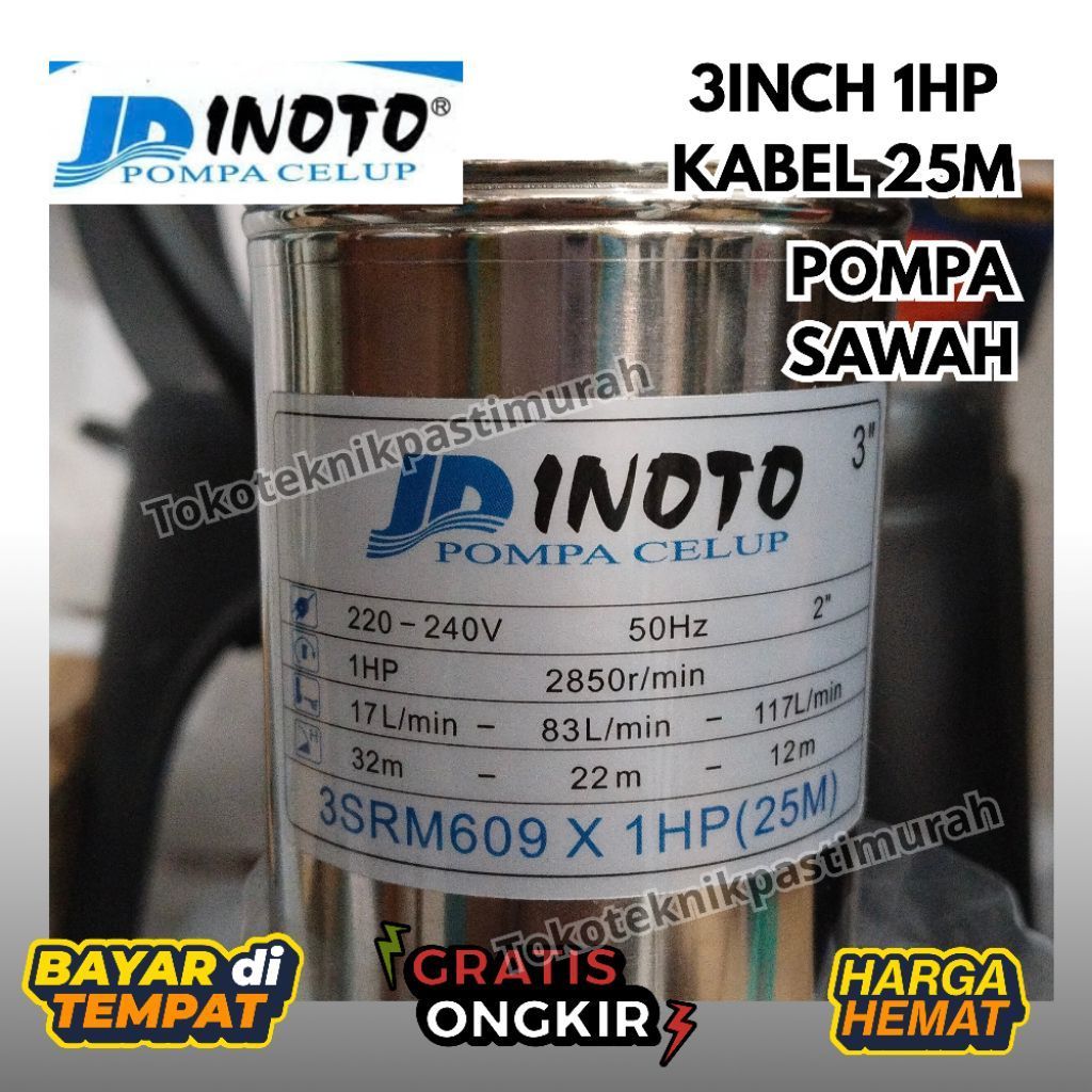 Pompa sawah body 3dim output besar Submersibel Sibel Inoto 3in 3" 3SRM609 / 3SRM612 / 3SRM615 / 3 SR