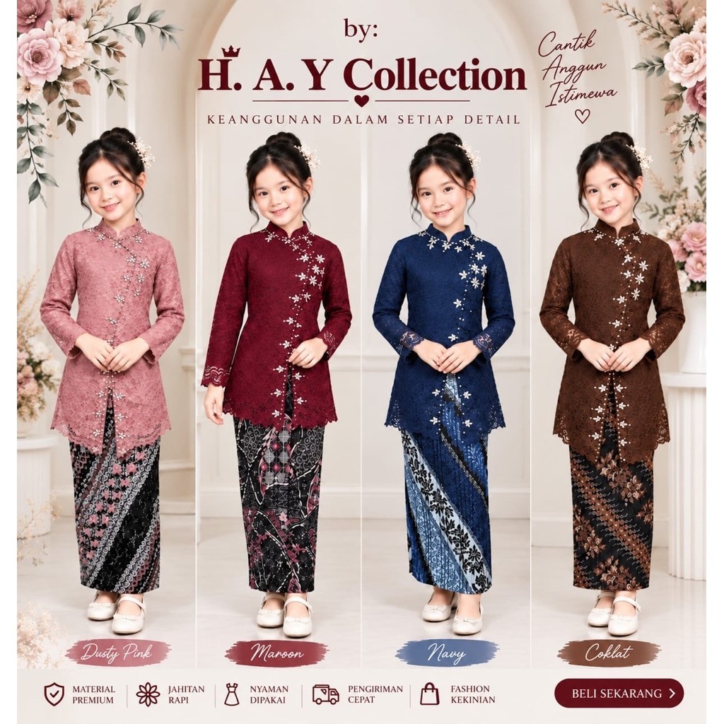 HAY - Setelan Baju Wisuda Anak model Janggan payet Terbaru - kebaya Perpisahan anak TK - kebaya Wisu