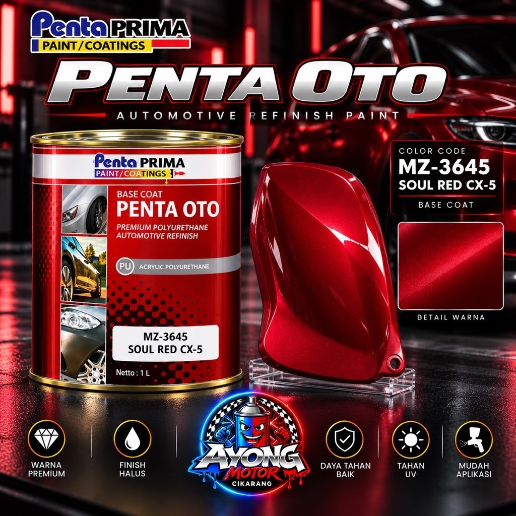 Cat Penta Oto/Cat Duco PU MZ-3645 Red CX 5 1Kg Merah Mazda CX5