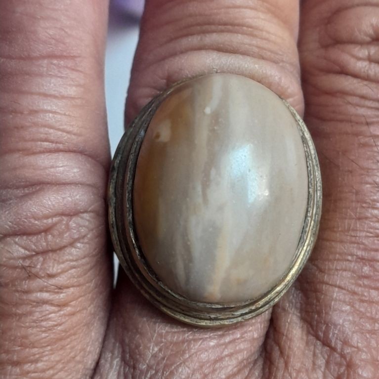 batu akik pandan lawasan ring kuningan ukuran 8