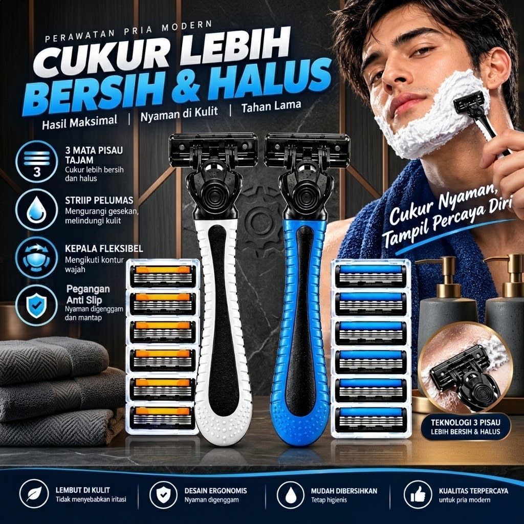 Alat Pisau Cukur Cukuran Pencukur Manual Kumis Pria Wanita•pandajkarta•