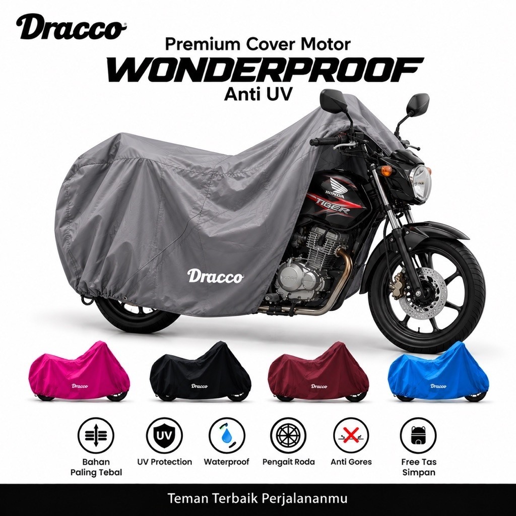 DRACCO Sarung motor HONDA TIGER tebal 100% waterproof awet premium WONDERPROOF cover pelindung motor