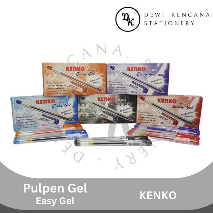 New - Pulpen Gel Kenko Easy Gel 0.5 1 Pak Isi 12 / Pulpen Gel Kenko Warna-Warni 1 Pak