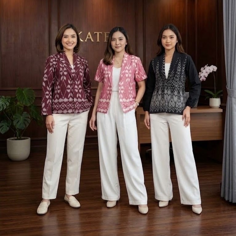 Blazer tenun-outer tenun kantor-atasan tenun bahan kain tenun blazer tenun kantoran