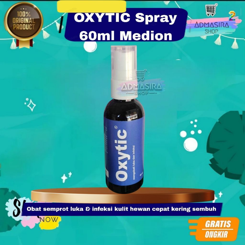 OXYTIC Spray 60ml Obat luka hewan semprot scabies antibiotik sapi kambing kucing anjing 60 ml Medion