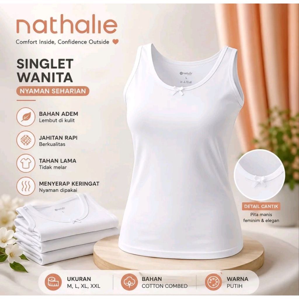 3pcs, 6pcs singlet Nathalie wanita / tanktop wanita Nathalie / singlet tanktop wanita Nathalie