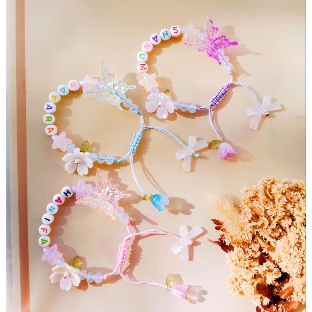 Gelang Nama Anak Tali Serut Kupu Aesthetic