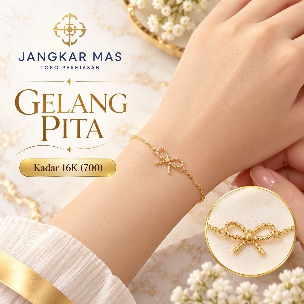 GELANG EMAS PITA CANTIK 16K 1.700GR