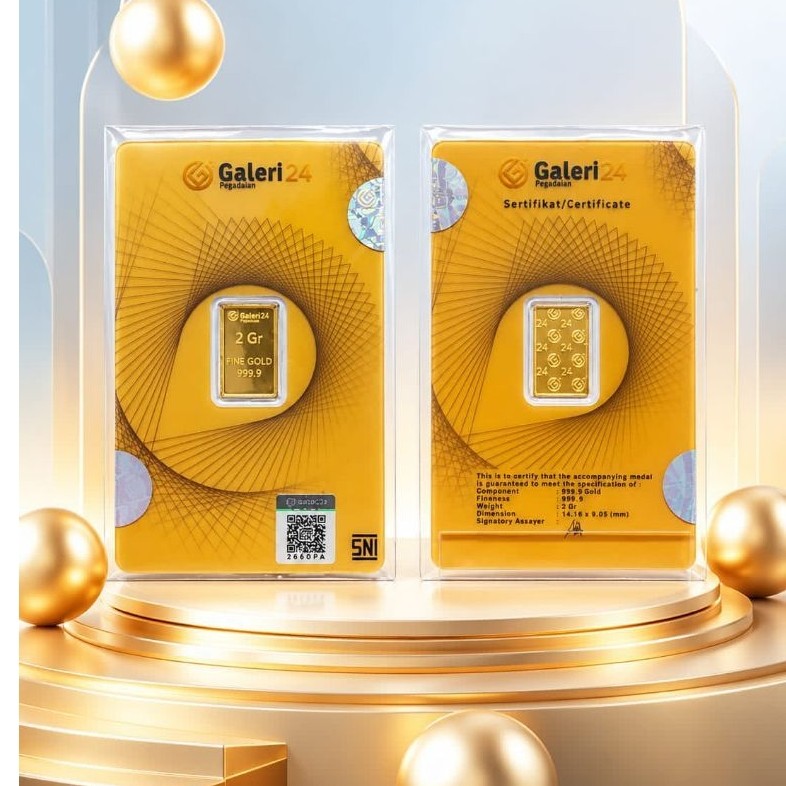 GALERI24 PEGADAIAN Logam Mulia Emas 24 Karat 999.9 5/2/1 Gram Investasi Aman