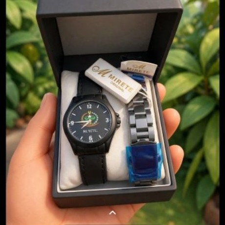 jam tangan Persit tali kulit free rantai wateresist