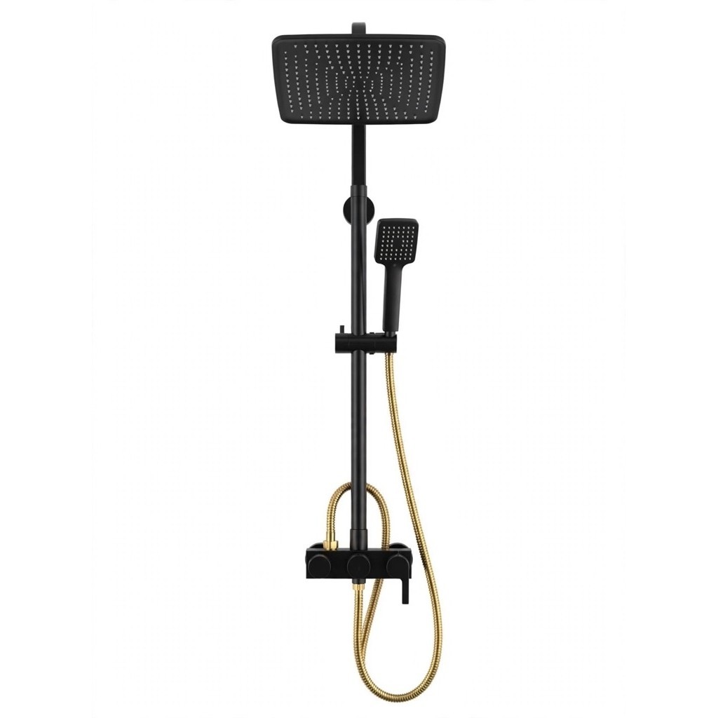 Shower Set Hitam Gold - Rain Shower Hitam - Kran Shower Mewah