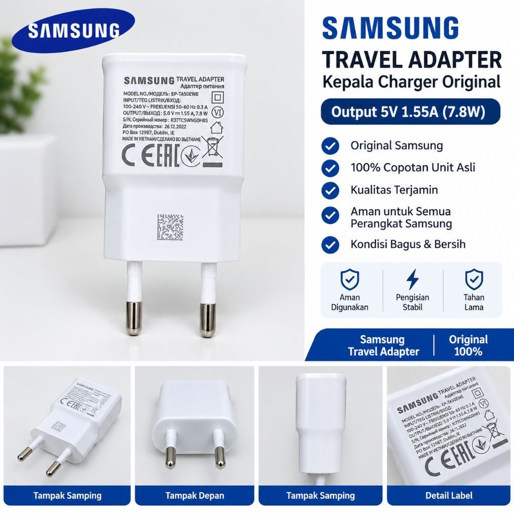 kepala charger samsung original copotan