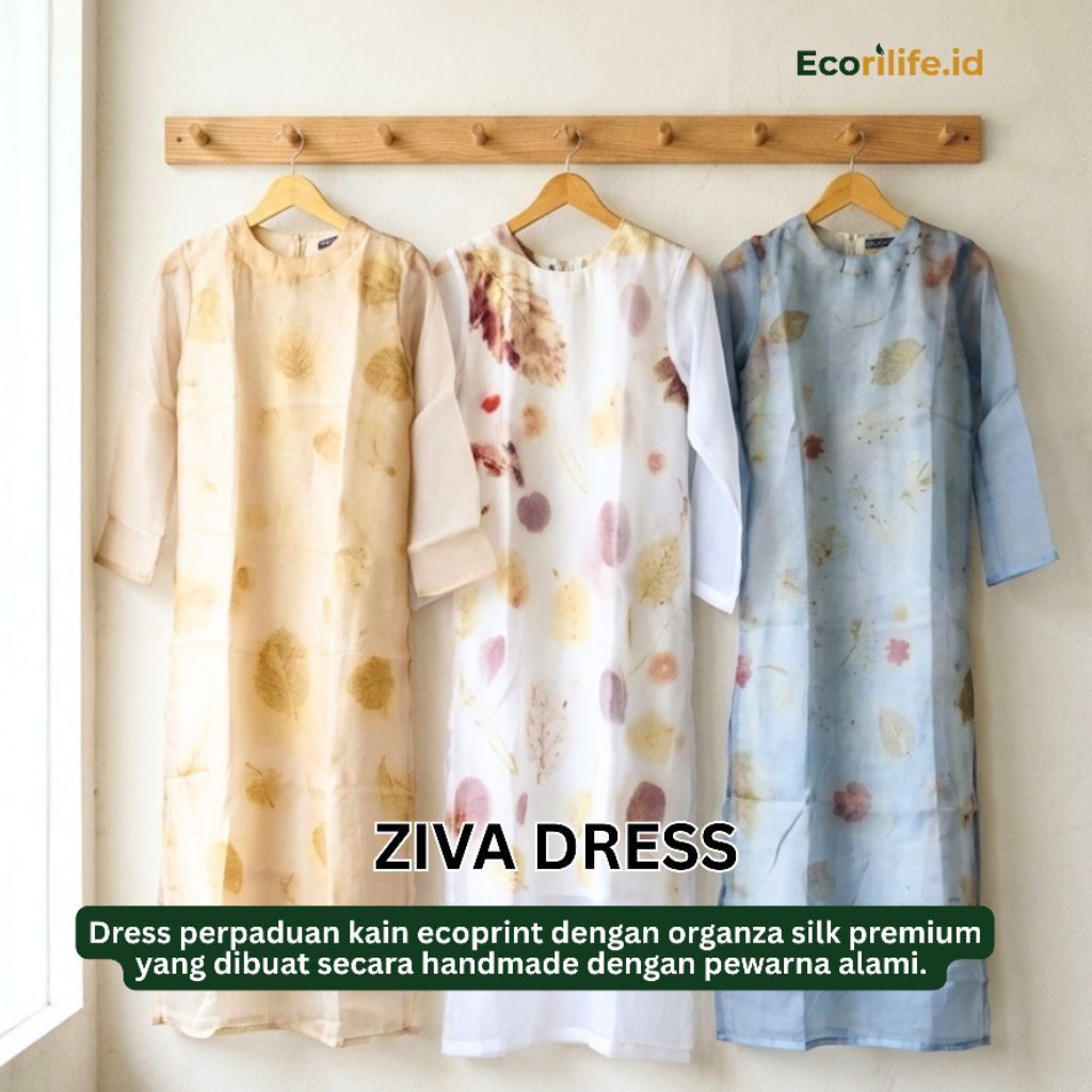 Ziva Dress | Baju Elegan Wanita | Dress Elegan Wanita | Baju Ecoprint | Fashion Ecoprint | Dress Eco