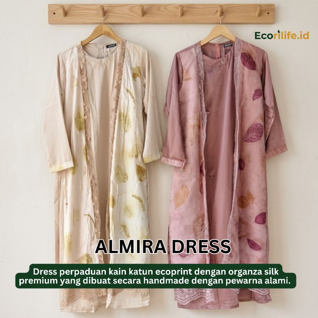 Almira Dress | Baju Elegan Wanita | Dress Elegan Wanita | Baju Ecoprint | Fashion Ecoprint | Dress E