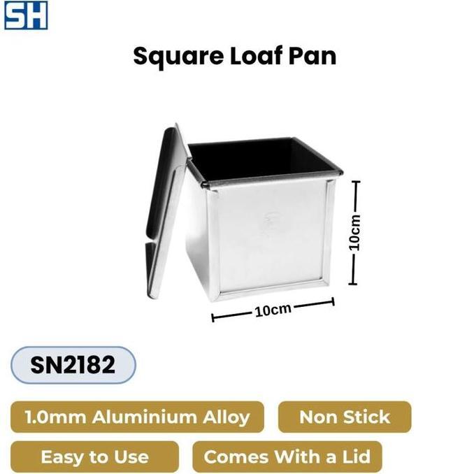 NEW Square Loaf Pan Non Stick Loyang Roti Tawar Dengan Tutup Anti Lengket 100 x 100 x 100 mm Sanneng