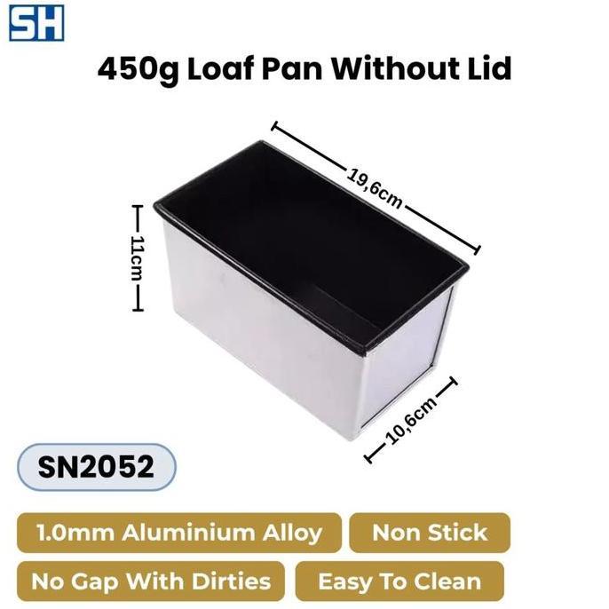 BEBAS ONGKIR - Loaf Pan Non Stick Loyang Roti Tawar Tanpa Tutup Anti Lengket Kapasitas 450 gram Adon