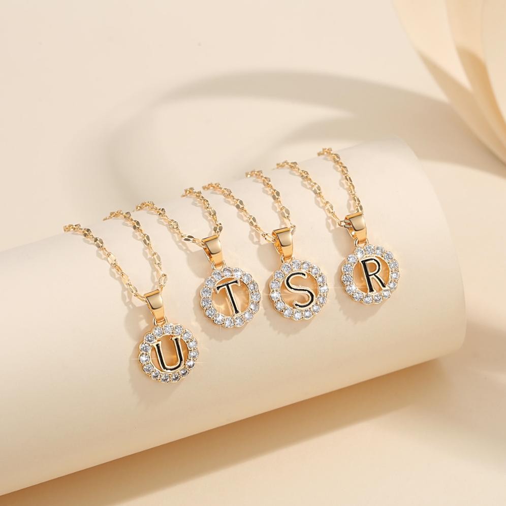 Bisa Cod Lanmi Jewelry Kalung Titanium Huruf Wanita Anti Karat Lapis Emas Perhiasan Luntur Rose Gold