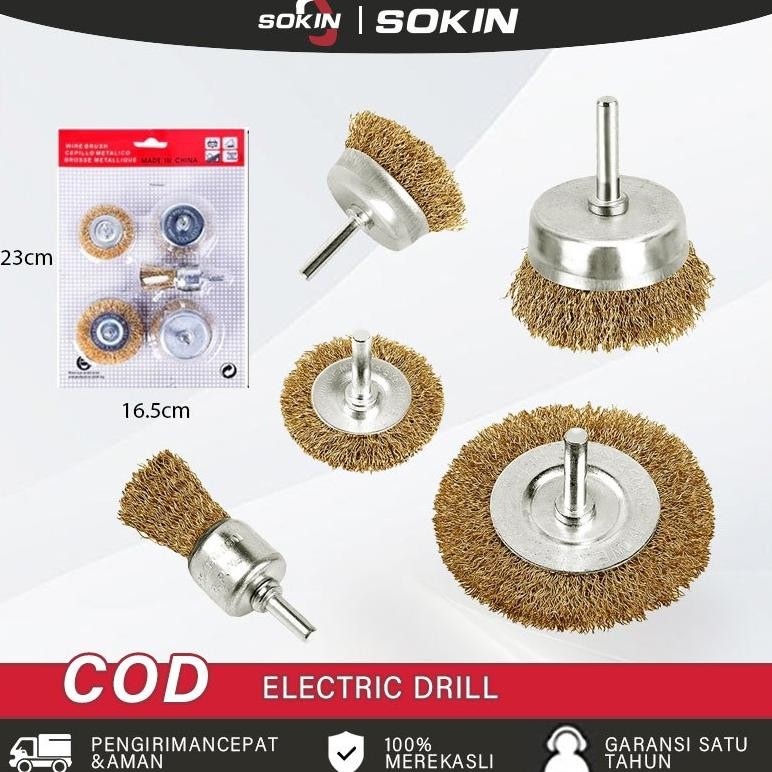 SOKIN Mata bor sikat kawat besi set 3-5 pcs wire brush bor mangkok  Mata Bor Kawat Bor Sikat Kawat K