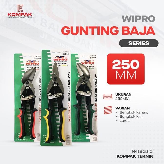 Gunting baja ringan Holo Hollow Bengkok kanan Wipro Merah 10 inch