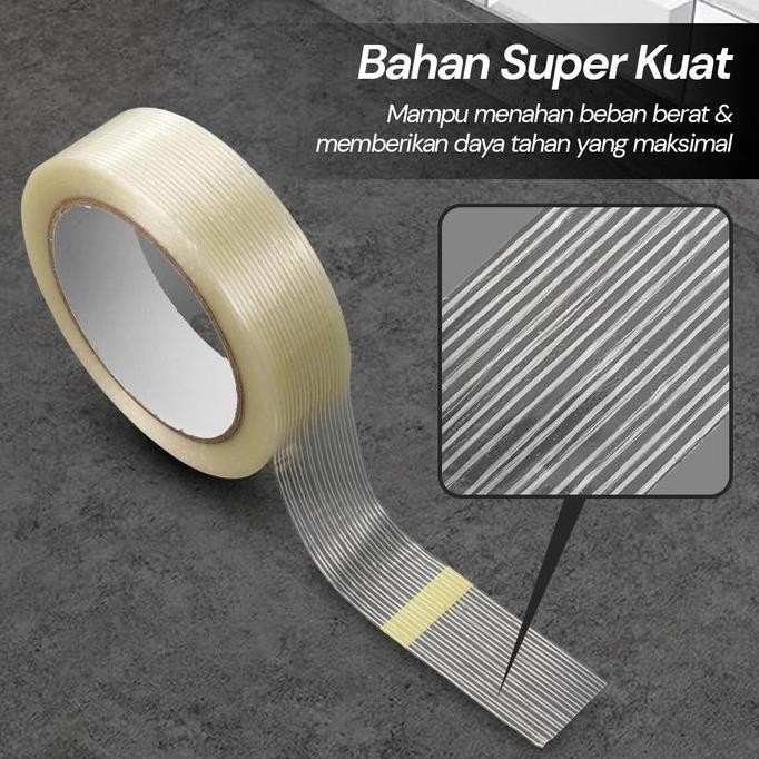 

Lakban Bening Perekat Super Kuat 20 25M Solasi Packing Dus Strong Fiber Tape Grid Allshop