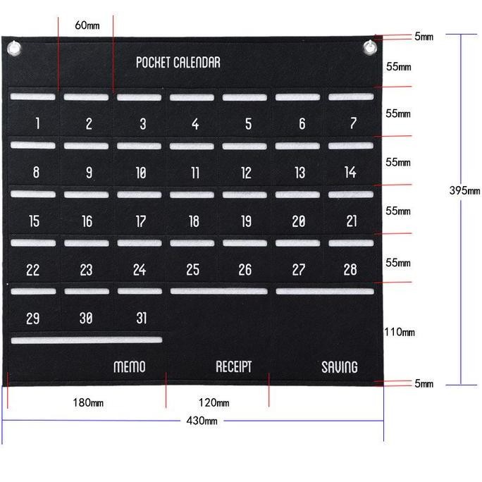 

- Kantong Kalender Yang Dipasang Di Dinding Saku Kain Penyimpanan Tas Kartu Dapat Digunakan Kembali Kalender Dengan Saku Allshop