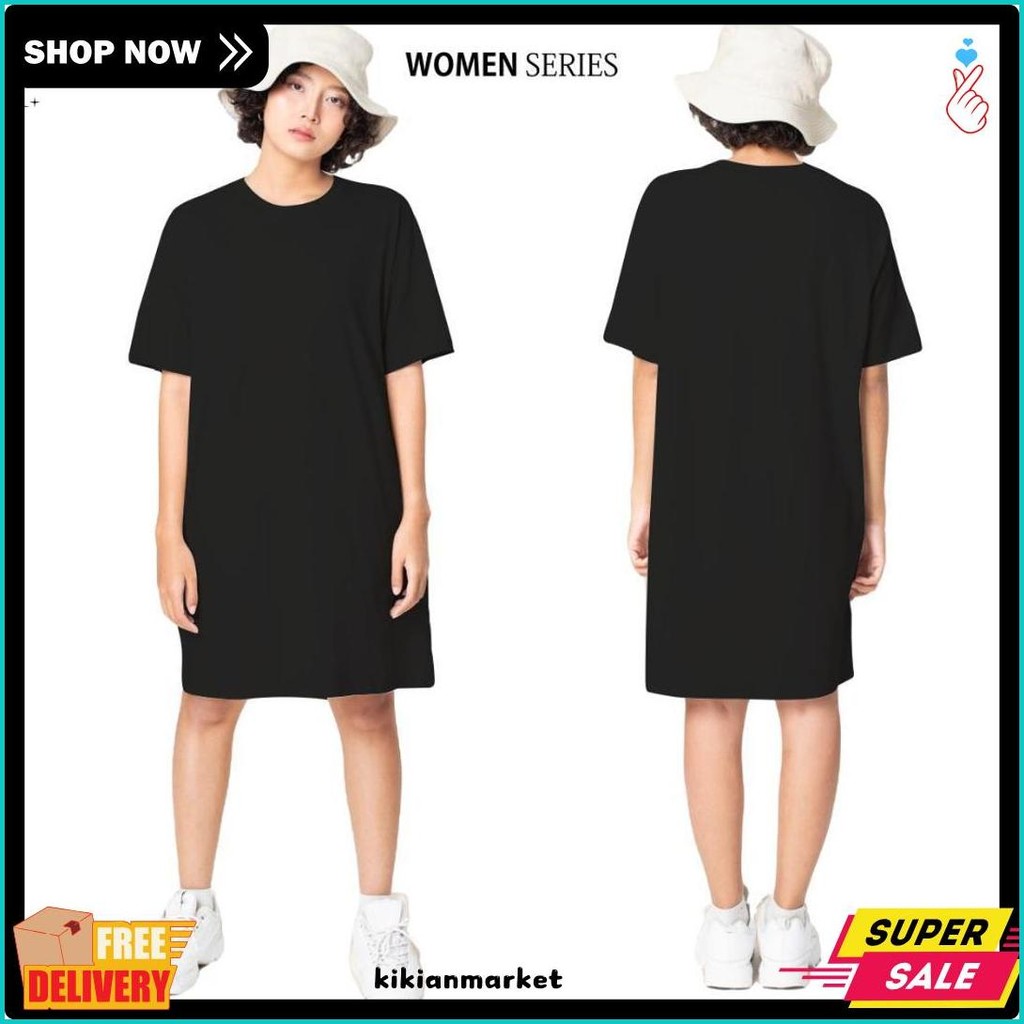 Diskon Up To 70% Baju Kaos Dress Wanita Lengan Pendek Dres Polos Wanita Oversize Jumbo Positif Merch