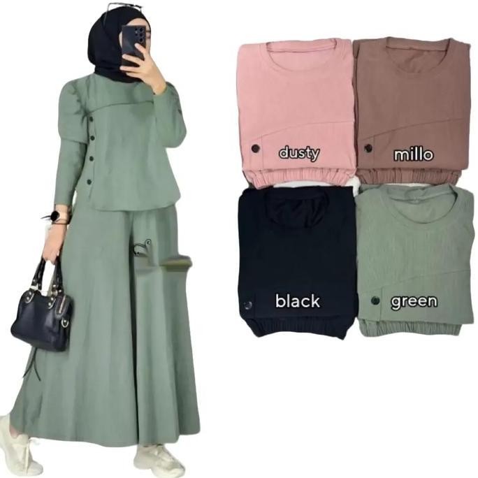 Df217>> Zirra Set Kulot Wanita Kekinian / Setelan Kulot / Baju Wanita / Gamis Kekinian / One Set Mus