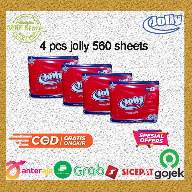 TERLARIS TISSUE JOLLY 4 PCS 2 PLY// TISU MAKAN // TISU WAJAH LEMBUT DAN HALUS aSt