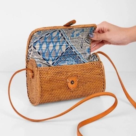 Kendran Tas Selempang Anyam Rotan Ate Khas Lombok Slingbag Rattan Crossbodybag Wallet Multifungsi